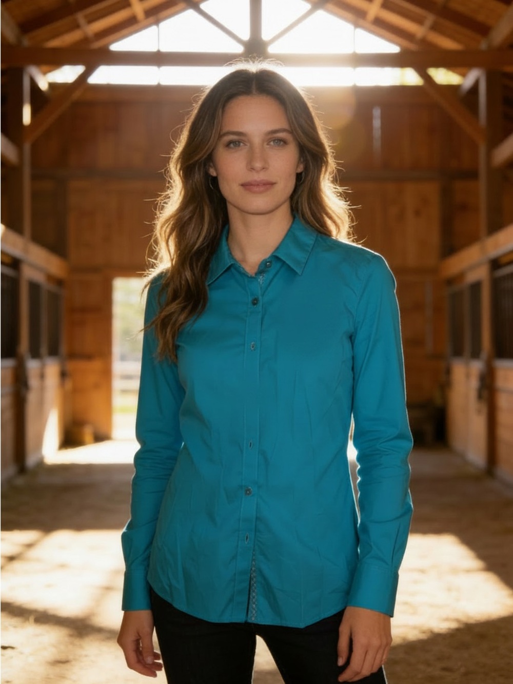 Ariat Real Fitted Womens Western Blue Button Down Shirt M NWT